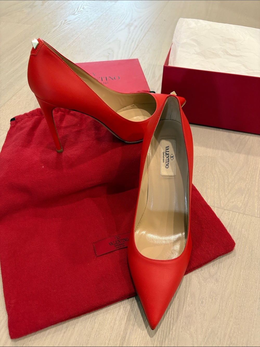 Valentino Red Pointed-Toe Stiletto Pumps